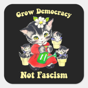 Schattigee retro-Kittens - groei democratie niet f Vierkante Sticker
