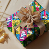 Schattigee retro kleurrijke collage feestdagen kle cadeaupapier