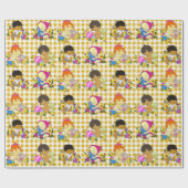 Schattigee Retro Kleurrijke Geel Plaid Baby shower Cadeaupapier (Vlak)