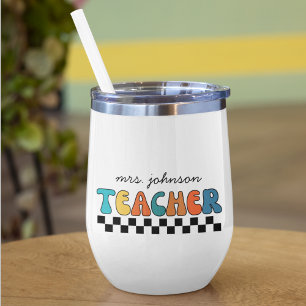 Schattigee Retro Kleurrijke Groovy Teacher