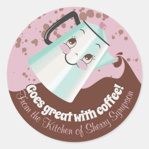 Schattigee retro koffiepot uit de keuken van stick ronde sticker