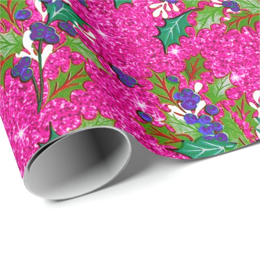 Schattigee retro  laat feestdagen heet roze cadeaupapier (Rol Hoek)