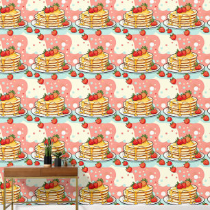 Schattigee retro mid-century pannenkoeken ontbijt behang