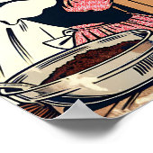 Schattigee retro moeder en dochter samen bakken poster (Hoek)