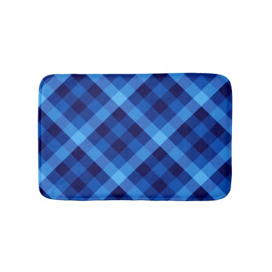 Schattigee Retro Ocean Blue Plaid Kleine Badmat (Voorkant)