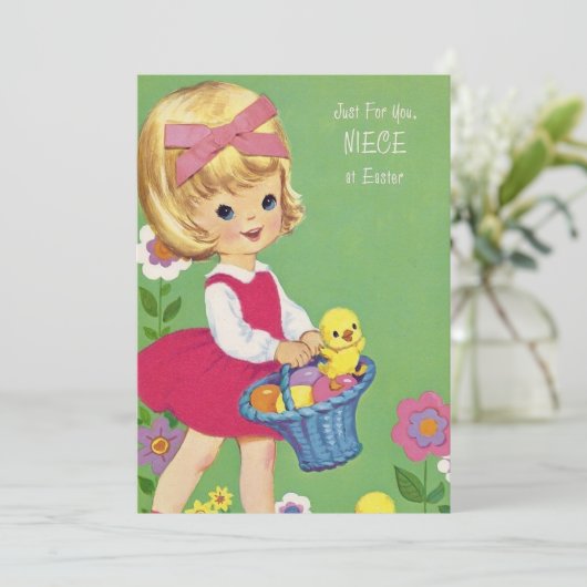 Schattigee retro Paasnaagje bericht toevoegen Feestdagenkaart (Staand voorkant)