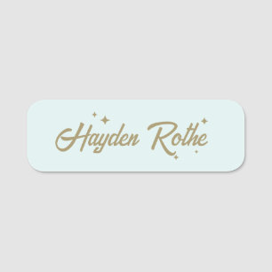 Schattigee Retro Pastel Blauw Naamplaatje