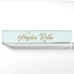 Schattigee Retro Pastel Blauwe Leraar Naambordje