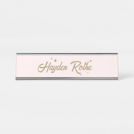 Schattigee Retro Pastel Roze Meisje Baas Bureau Naambordje (Voorkant)