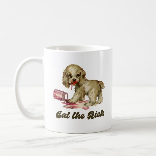 Schattigee Retro Puppy - Eet de Rijken Koffiemok (Links)