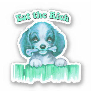 Schattigee Retro Puppy - Eet de Rijken Sticker