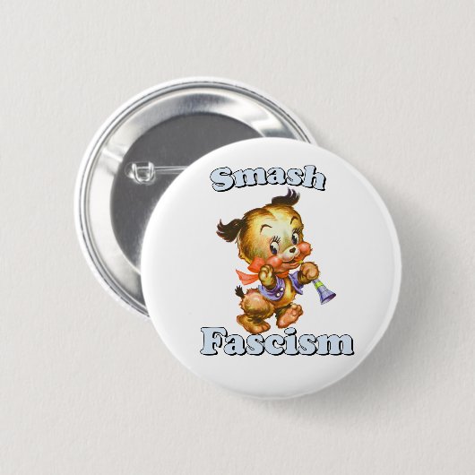 Schattigee Retro Puppy - Smash Fascisme Ronde Button 5,7 Cm (Voorkant /achterkant)