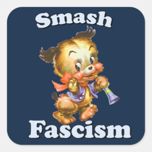 Schattigee Retro Puppy - Smash Fascisme Vierkante Sticker
