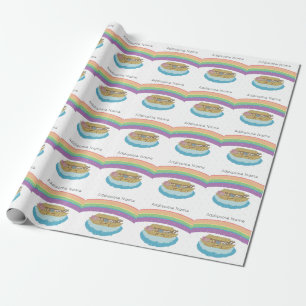 Schattigee Retro Rainbow Noah's Ark Naam toevoegen Cadeaupapier