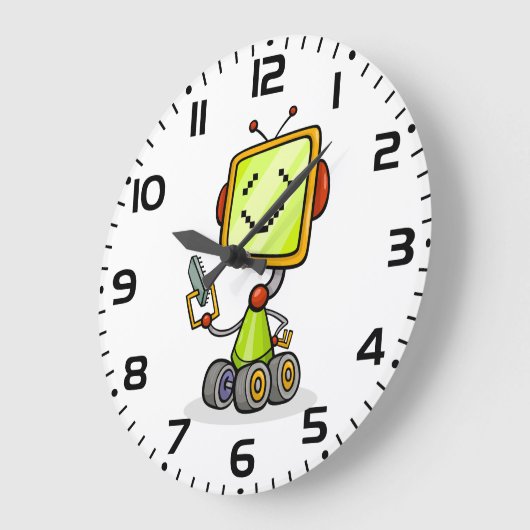 Schattigee Retro Robot Cartoon Fun AI Tech Digital Grote Klok (Hoek)