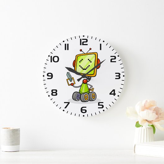 Schattigee Retro Robot Cartoon Fun AI Tech Digital Grote Klok