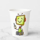 Schattigee Retro Robot Cartoon Fun AI Tech Digital Papieren Bekers (Voorkant)