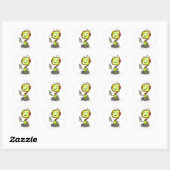 Schattigee Retro Robot Cartoon Fun AI Tech Digital Ronde Sticker (Vel)