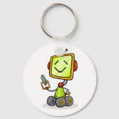 Schattigee Retro Robot Cartoon Fun AI Tech Digital Sleutelhanger (Voorkant)
