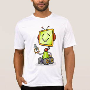Schattigee Retro Robot Cartoon Fun AI Tech Digital T-shirt