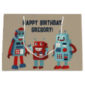 Schattigee retro-robots gepersonaliseerde sci-fi groot cadeauzakje (Voorkant)