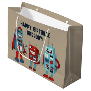 Schattigee retro-robots gepersonaliseerde sci-fi groot cadeauzakje