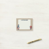 Schattigee retro-robots gepersonaliseerde sci-fi post-it® notes (Op bureau)