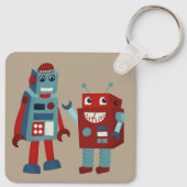 Schattigee retro-robots gepersonaliseerde sci-fi sleutelhanger (Achterkant)