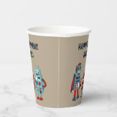 Schattigee Retro Robots Sci-Fi Boys Verjaardag Papieren Bekers (Rechts)