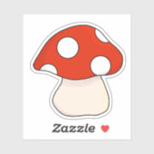 Schattigee retro rode gevlekte paddenstoel sticker (Vel)