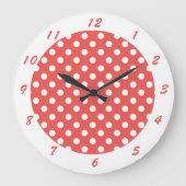Schattigee retro rode witte polka dot grote klok (Voorkant)