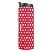 Schattigee Retro Rood en Wit Polka Dot initiaal le Thermosbeker (Geroteerd rechts)