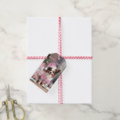 Schattigee Retro Roze Hond Vrolijk Kerstfeest Cadeaulabel (Met Touw)