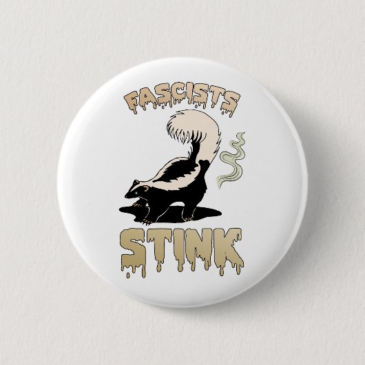 Schattigee retro stinkdier - fascisten stinken ronde button 5,7 cm (Voorkant)