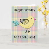 Schattigee Retro Style Cool Chick Verjaardag Kaart (Gele Bloem)