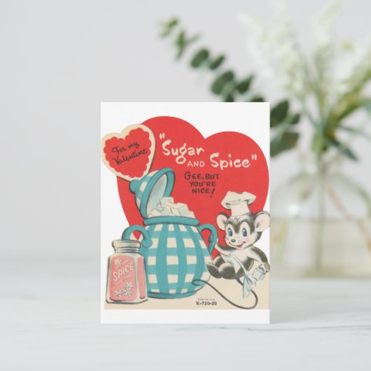 Schattigee retro Sugar Spice Valentijn Briefkaart (Staand voorkant)