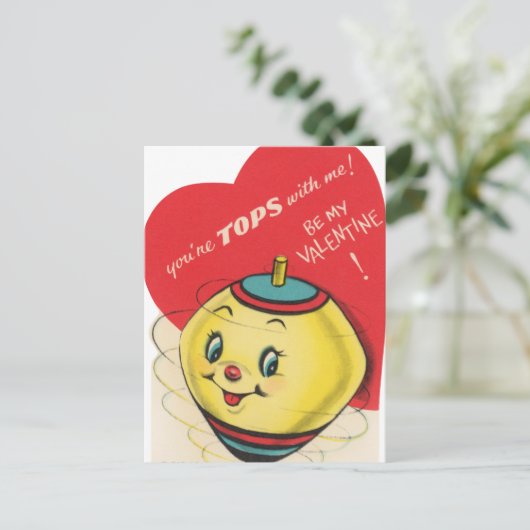 Schattigee retro top Valentijn Feestdagenkaart (Staand voorkant)