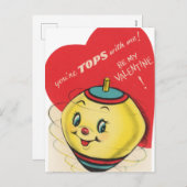 Schattigee retro top Valentijn Feestdagenkaart (Voorkant / Achterkant)