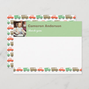 Schattigee Retro Transport Jongens Speelgoed Kinde Bedankkaart