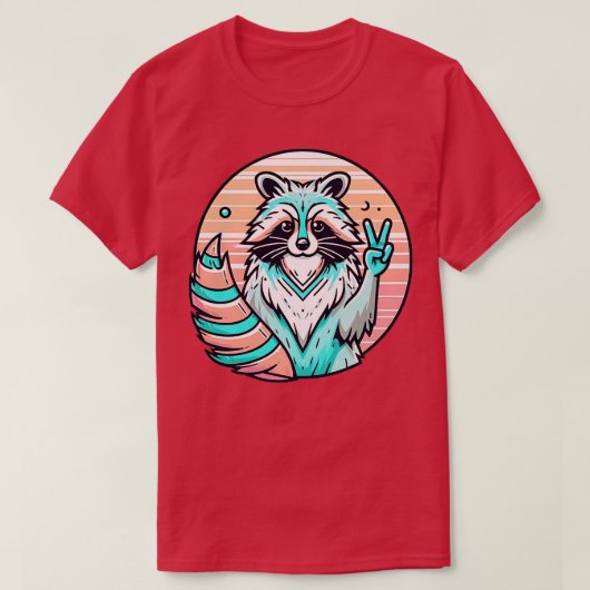 Schattigee Retro Trash Panda Peace Out T-shirt (Design voorkant)