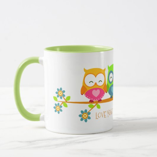 Schattigee Retro Uil Paar Valentijn Liefde U Uilwa Mok (Links)