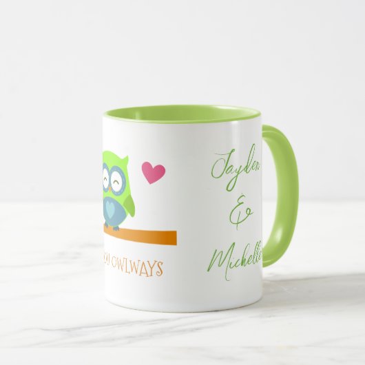 Schattigee Retro Uil Paar Valentijn Liefde U Uilwa Mok (Voorkant rechts)