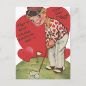 Schattigee retro  Valentijn golfer Briefkaart (Voorkant)