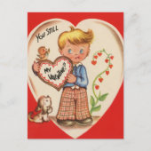 Schattigee retro  Valentijn jongen Briefkaart (Voorkant)