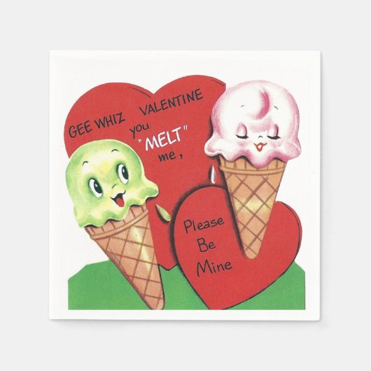 Schattigee retro Valentijn party ijsje Servet (Voorkant)