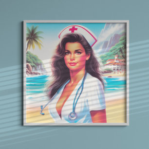 Schattigee retro verpleegkundige poster