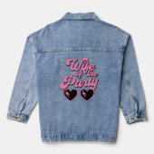 Schattigee retro vrouw van de partij bachelorette denim jacket (Achterkant)