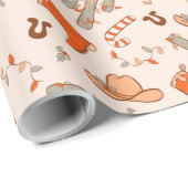 Schattigee retro Westerne kerst Cadeaupapier (Rol Hoek)