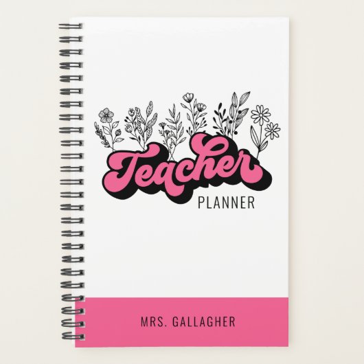 Schattigee Retro Wildflower Boho Teacher Planner (Voorkant)
