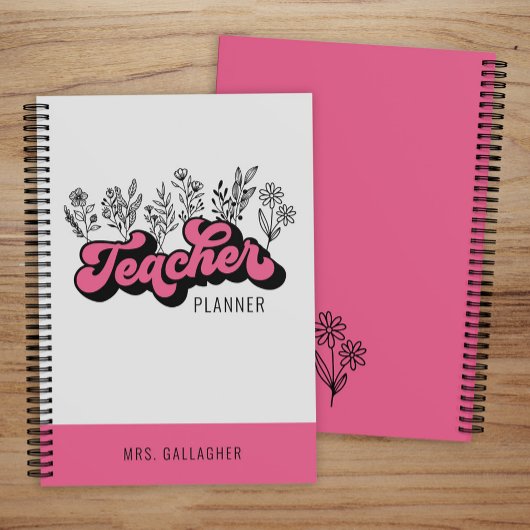 Schattigee Retro Wildflower Boho Teacher Planner